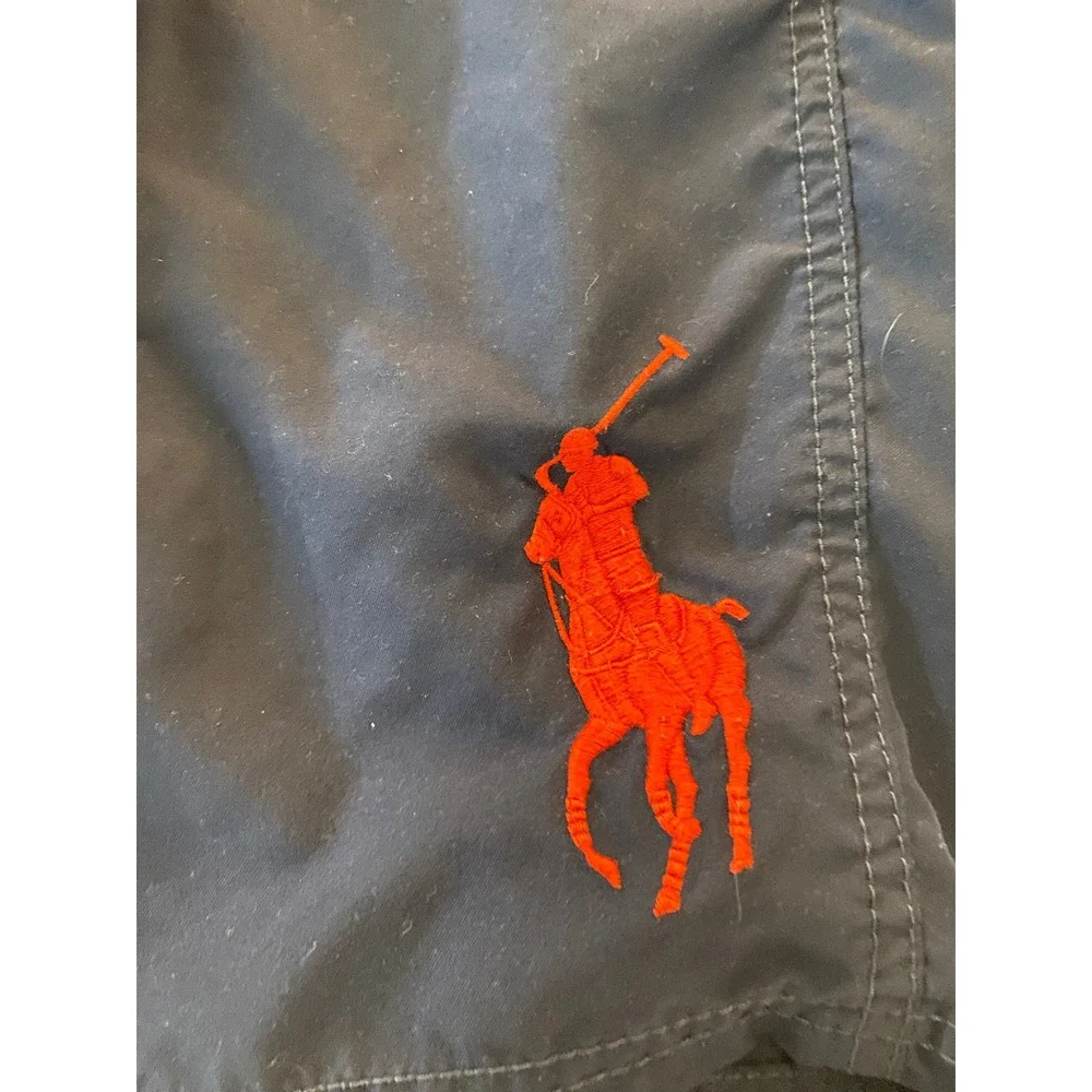Polo Ralph Lauren Swim Trunks Kids Size M 10-12 Navy Blue Red Pony Logo Shorts